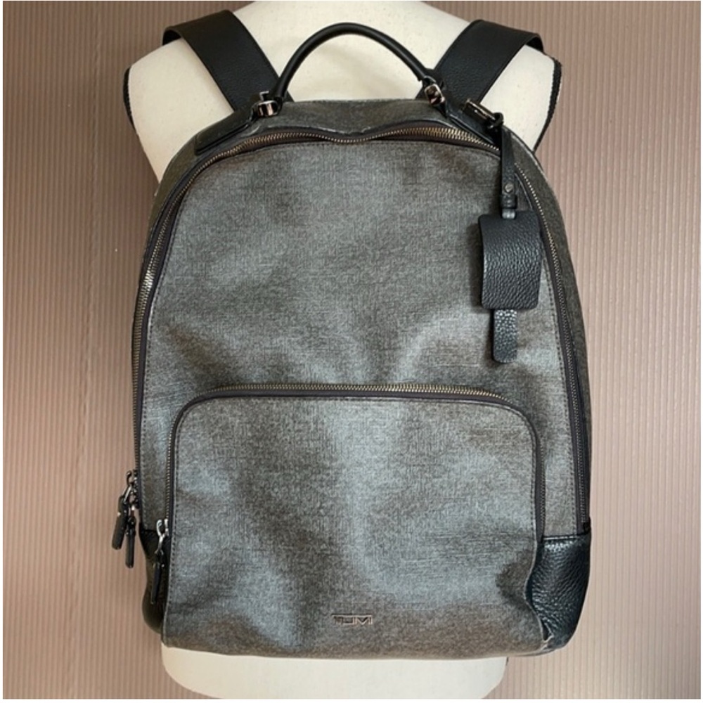 Tumi Gray and Black Backpack with Sophisticated Design